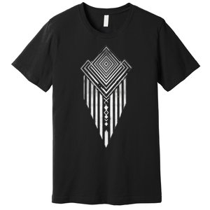 African Ethiopian Silver Metal Geometric Pattern Premium T-Shirt