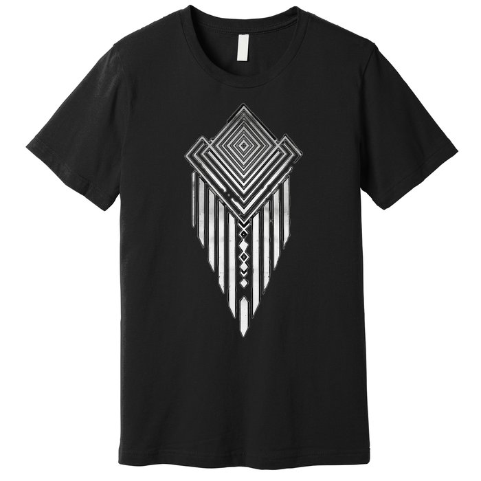 African Ethiopian Silver Metal Geometric Pattern Premium T-Shirt