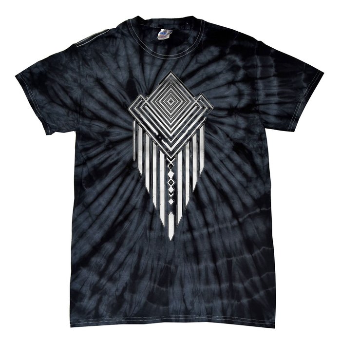 African Ethiopian Silver Metal Geometric Pattern Tie-Dye T-Shirt