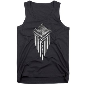 African Ethiopian Silver Metal Geometric Pattern Tank Top