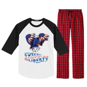 American Eagle Sweet Land Of Liberty 4th July Usa Gift Raglan Sleeve Pajama Set