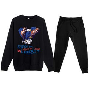 American Eagle Sweet Land Of Liberty 4th July Usa Gift Premium Crewneck Sweatsuit Set