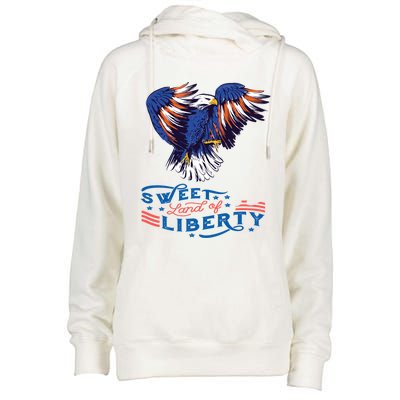 American Eagle Sweet Land Of Liberty 4th July Usa Gift Womens Funnel Neck Pullover Hood