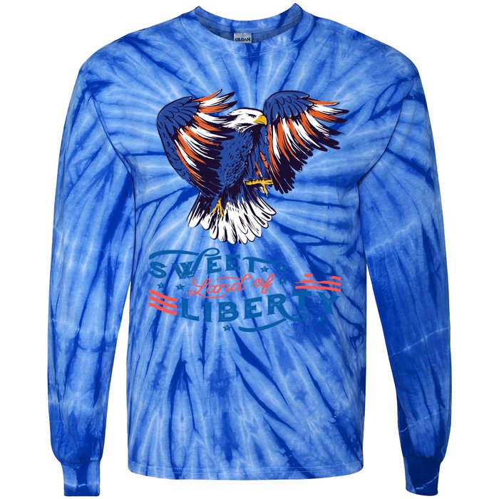 American Eagle Sweet Land Of Liberty 4th July Usa Gift Tie-Dye Long Sleeve Shirt