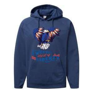 American Eagle Sweet Land Of Liberty 4th July Usa Gift Performance Fleece Hoodie