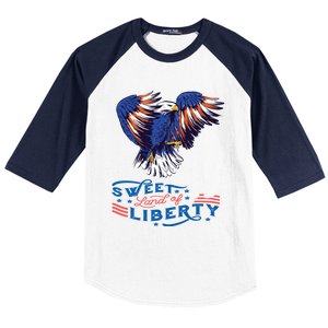 American Eagle Sweet Land Of Liberty 4th July Usa Gift Baseball Sleeve Shirt