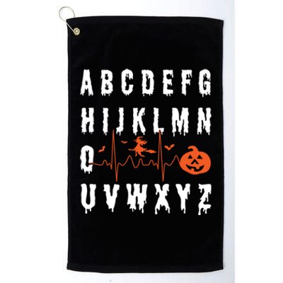 Abcs Ekg Strip Alphabet Halloween Pqrst Nurse Appreciation Gift Platinum Collection Golf Towel