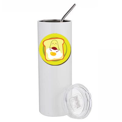 Avocadotoast Egg Sandwich Avo Bread Cute Kawaii Avocado Stainless Steel Tumbler