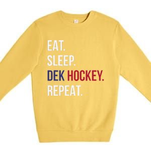 American Eat Sleep Dek Hockey Repeat Premium Crewneck Sweatshirt