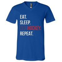 American Eat Sleep Dek Hockey Repeat V-Neck T-Shirt