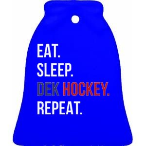 American Eat Sleep Dek Hockey Repeat Ceramic Bell Ornament