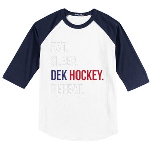 American Eat Sleep Dek Hockey Repeat Baseball Sleeve Shirt