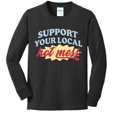 Alix Earle Support Your Local Hot Mess Kids Long Sleeve Shirt