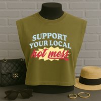 Alix Earle Support Your Local Hot Mess Garment-Dyed Women's Muscle Tee