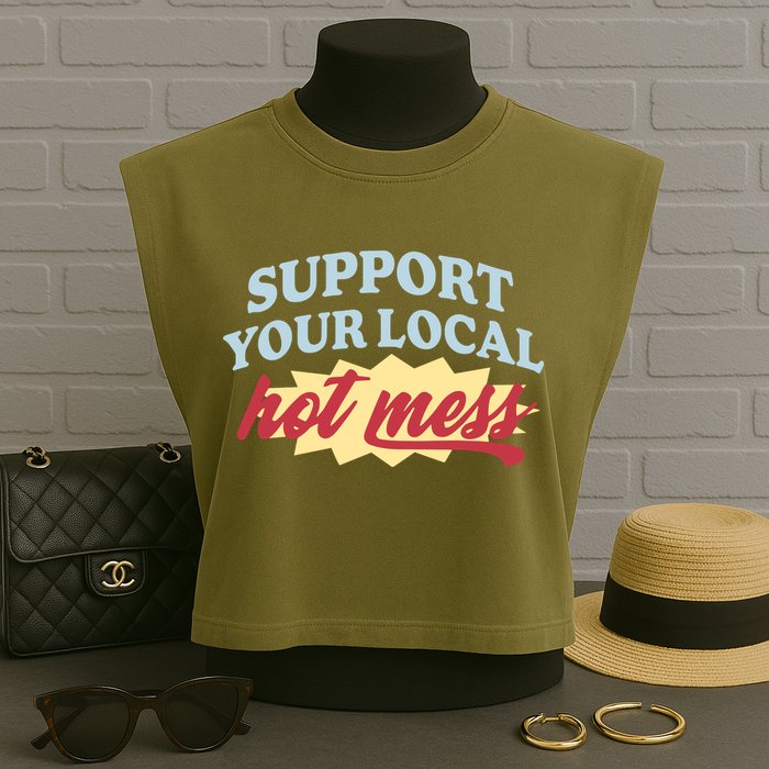 Alix Earle Support Your Local Hot Mess Garment-Dyed Women's Muscle Tee