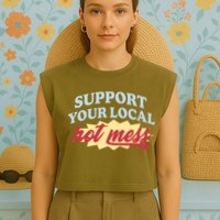 Alix Earle Support Your Local Hot Mess Garment-Dyed Women's Muscle Tee