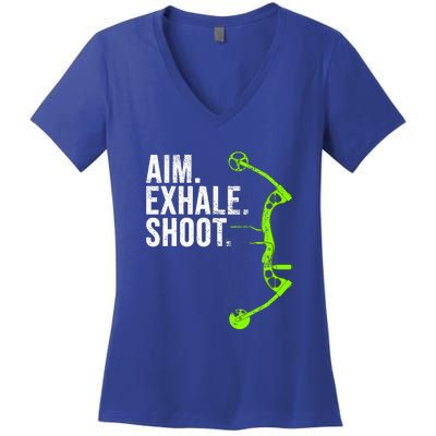 Aim Exhale Shoot Archery Bow Hunting Archer Women's V-Neck T-Shirt