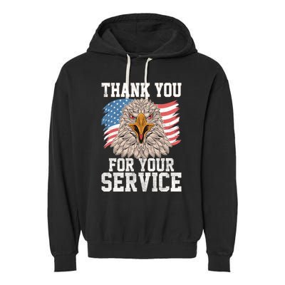 America Eagle Thank You Patriotic Veterans Day Gift Garment-Dyed Fleece Hoodie