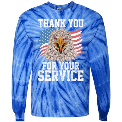 America Eagle Thank You Patriotic Veterans Day Gift Tie-Dye Long Sleeve Shirt