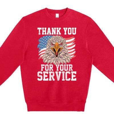 America Eagle Thank You Patriotic Veterans Day Gift Premium Crewneck Sweatshirt