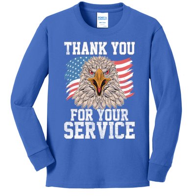 America Eagle Thank You Patriotic Veterans Day Great Gift Kids Long Sleeve Shirt