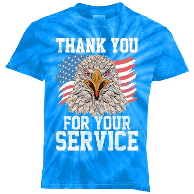 America Eagle Thank You Patriotic Veterans Day Great Gift Kids Tie-Dye T-Shirt