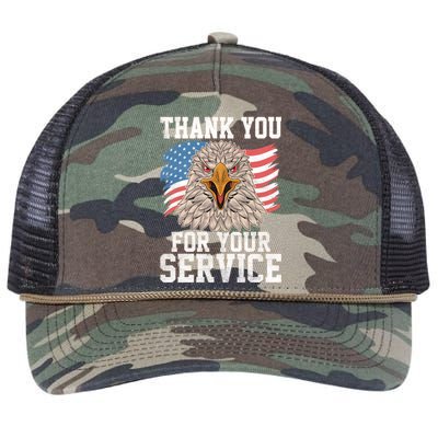 America Eagle Thank You Patriotic Veterans Day Great Gift Retro Rope Trucker Hat Cap