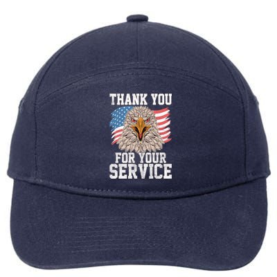 America Eagle Thank You Patriotic Veterans Day Great Gift 7-Panel Snapback Hat