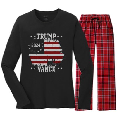 America Election Trump Vance 2024 Vice President Women's Long Sleeve Flannel Pajama Set 