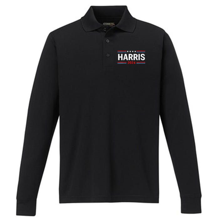 America Election Usa Vote Kamala Harris 2024 President Performance Long Sleeve Polo