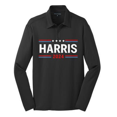 America Election Usa Vote Kamala Harris 2024 President Silk Touch Performance Long Sleeve Polo