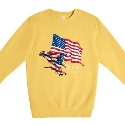 American Eagle Usa Flag Patriotic American Funny Gift Premium Crewneck Sweatshirt