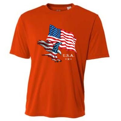 American Eagle Usa Flag Patriotic American Funny Gift Cooling Performance Crew T-Shirt