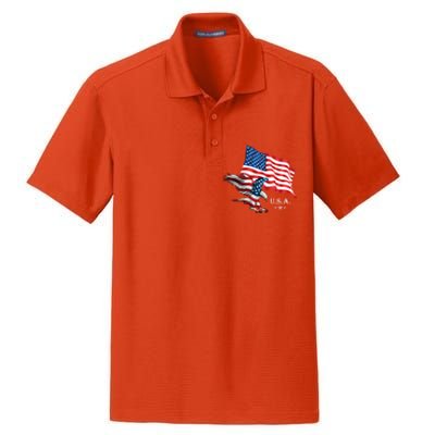 American Eagle Usa Flag Patriotic American Funny Gift Dry Zone Grid Polo