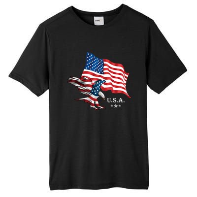 American Eagle Usa Flag Patriotic American Funny Gift Tall Fusion ChromaSoft Performance T-Shirt