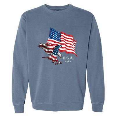 American Eagle Usa Flag Patriotic American Funny Gift Garment-Dyed Sweatshirt