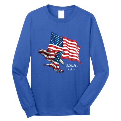 American Eagle Usa Flag Patriotic American Funny Gift Long Sleeve Shirt