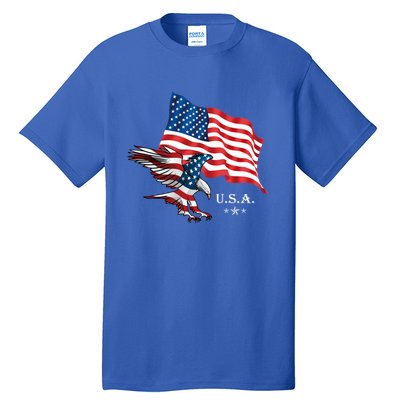 American Eagle Usa Flag Patriotic American Funny Gift Tall T-Shirt