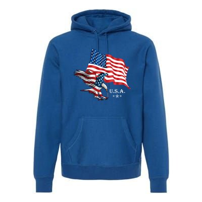 American Eagle Usa Flag Patriotic American Funny Gift Premium Hoodie