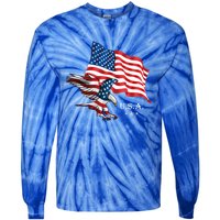 American Eagle Usa Flag Patriotic American Funny Gift Tie-Dye Long Sleeve Shirt