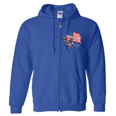 American Eagle Usa Flag Patriotic American Funny Gift Full Zip Hoodie