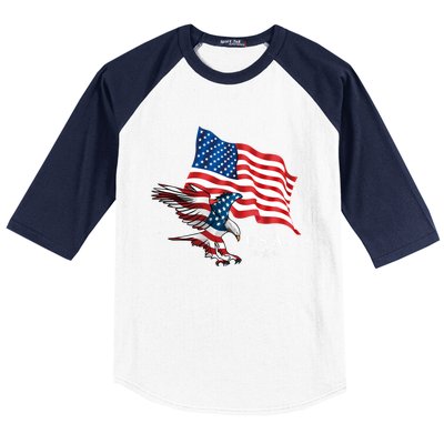 American Eagle Usa Flag Patriotic American Funny Gift Baseball Sleeve Shirt