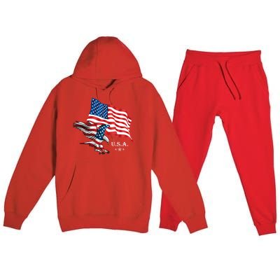 American Eagle Usa Flag Patriotic American Funny Gift Premium Hooded Sweatsuit Set