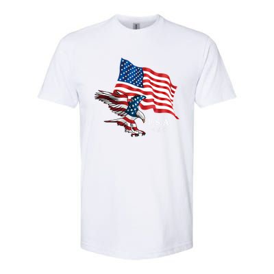 American Eagle Usa Flag Patriotic American Funny Gift Softstyle CVC T-Shirt