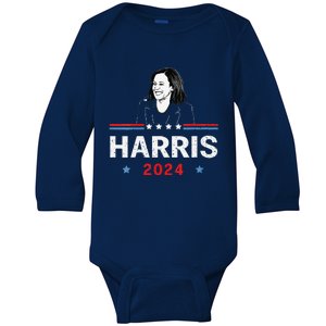 America Election Vote Kamala Harris 2024 President Baby Long Sleeve Bodysuit