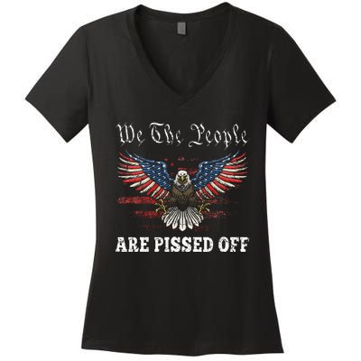 American Eagle We The People Are Pissed Off Us Flag Women's V-Neck T-Shirt