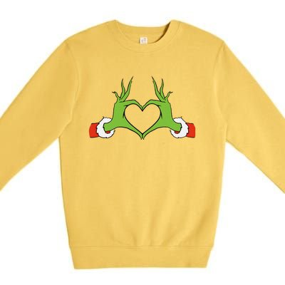 Awesome Elf With Cute Heart Hands Style Christmas Costumes Premium Crewneck Sweatshirt