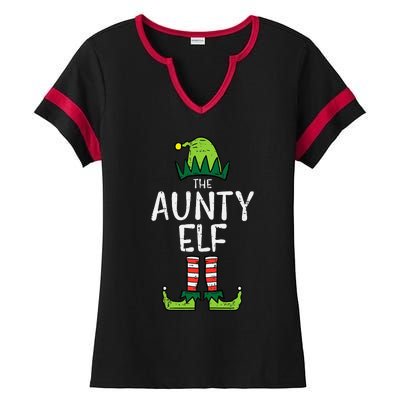 Aunty Elf Xmas Matching Christmas For Family Aunt Ladies Halftime Notch Neck Tee