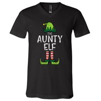 Aunty Elf Xmas Matching Christmas For Family Aunt V-Neck T-Shirt