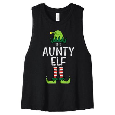 Aunty Elf Xmas Matching Christmas For Family Aunt Women's Racerback Cropped Tank